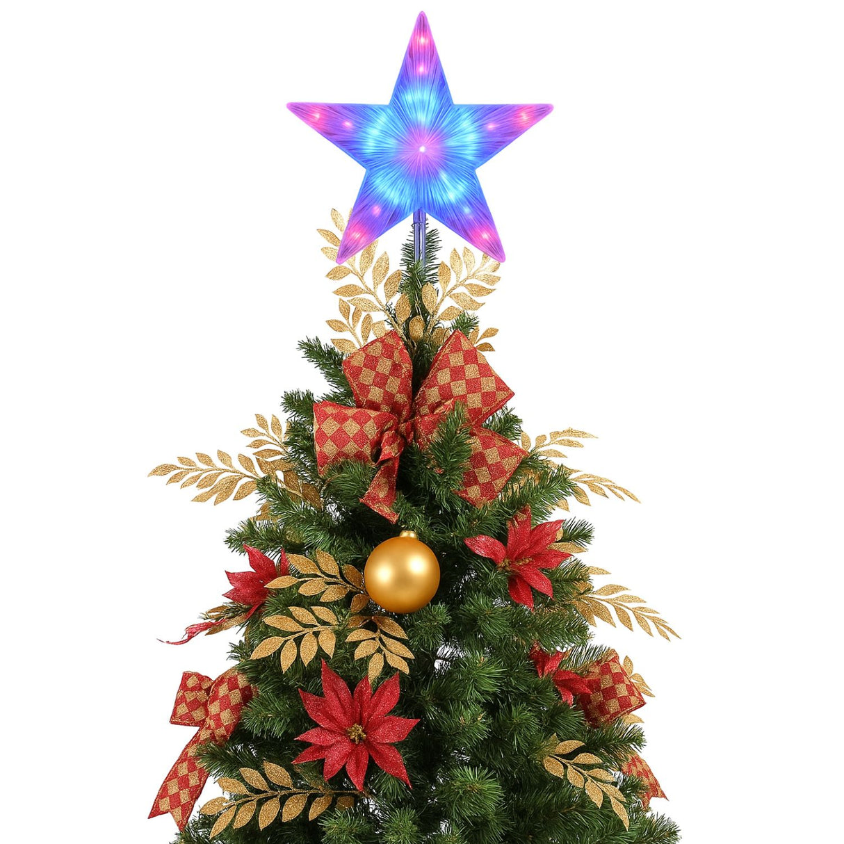 Estrella Punta Arbol Led RGB A Pilas Navidad 15cm Decoracion. Ilumina tu árbol con colores vibrantes. ¡Compra ahora y transforma tu Navidad!-2
