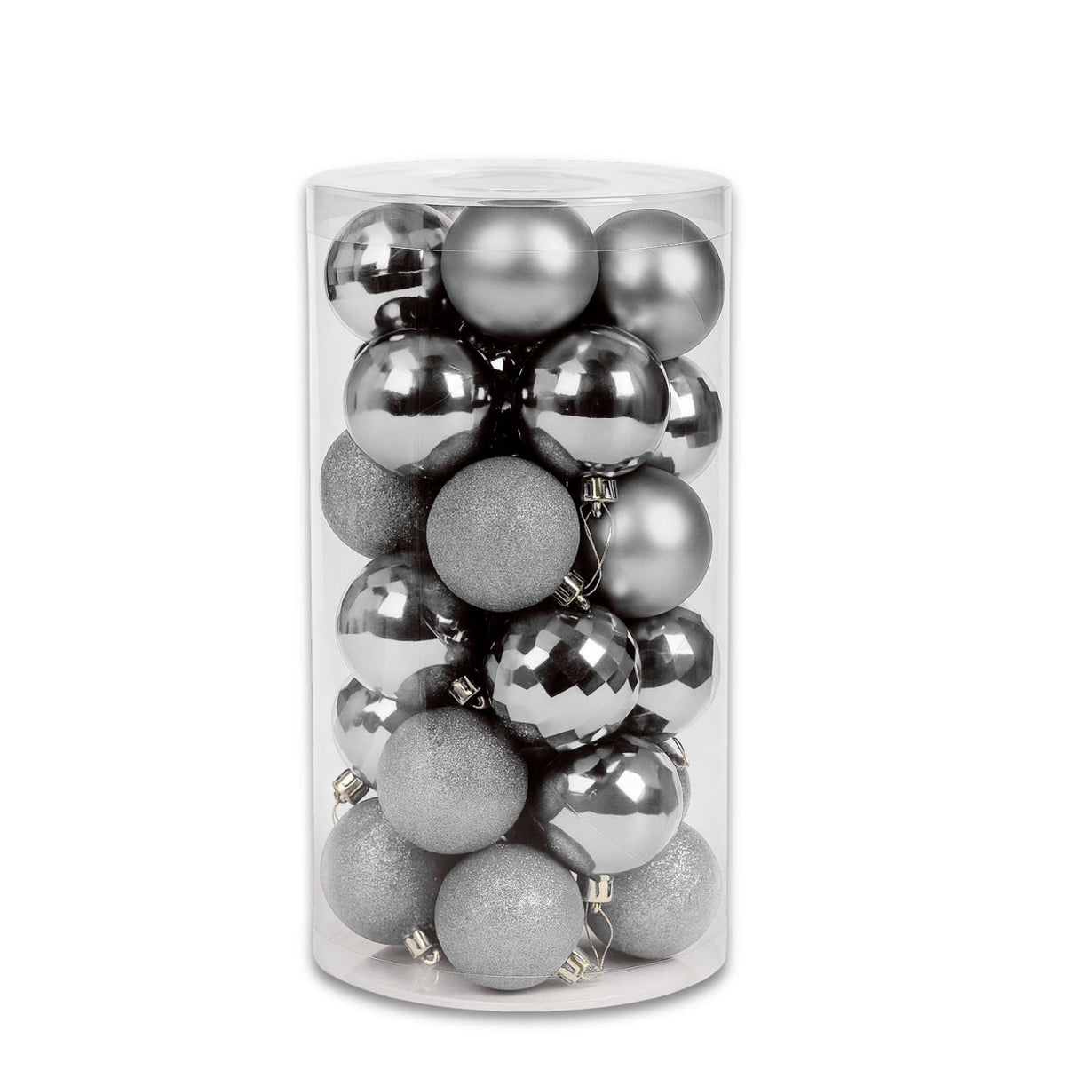 24 Esferas Navideñas Bambalinas 6 Cm Plateado Decoracion. Perfectas para dar un toque elegante a tu árbol. ¡Compra ahora y transforma tu Navidad!-1