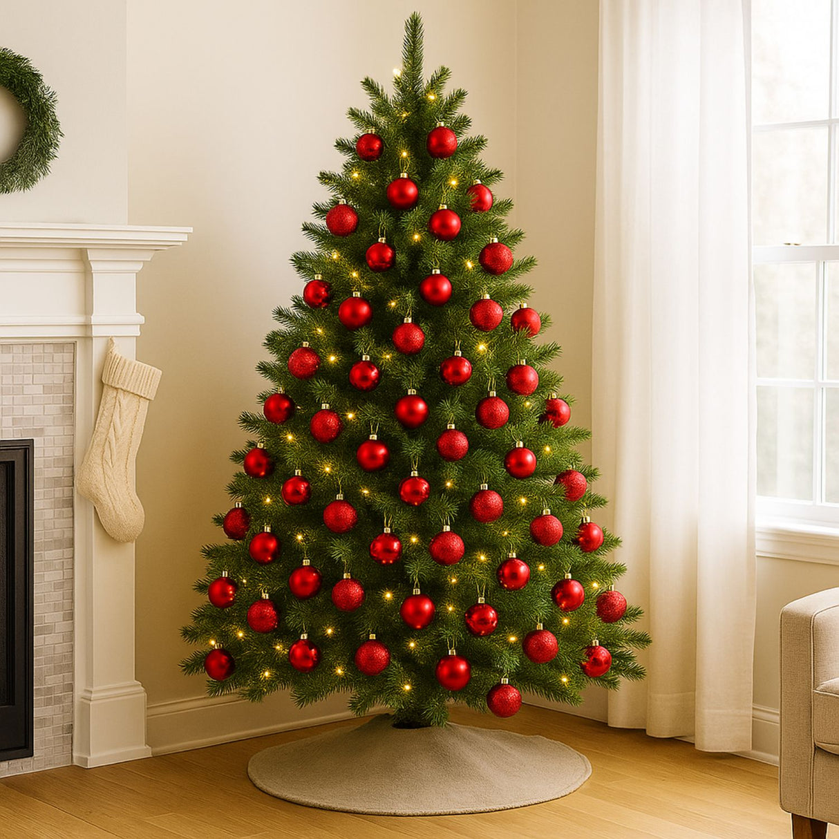 12 Esferas Navideñas Bambalinas De 6 Cm Rojas Decoracion. Perfectas para dar un toque festivo a tu hogar. ¡Compra ahora y decora con estilo!-3