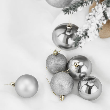 12 Esferas Navideñas Bambalinas De 6 Cm Plateado Decoracion. Perfectas para dar un toque elegante a tu árbol. ¡Compra ahora y decora tu Navidad!-2