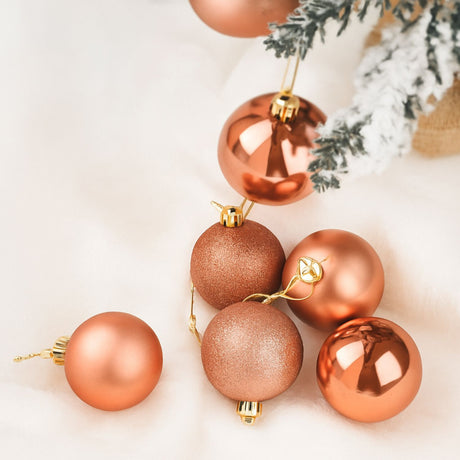 12 Esferas Navideñas Bambalinas De 6 Cm Rosado Decoracion. Dale un toque festivo a tu hogar. ¡Compra ahora y transforma tu Navidad!-2