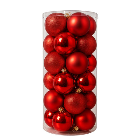24 Esferas Navideñas Bambalinas Esferas 8 Cm Rojas Decorar. Perfectas para darle un toque festivo a tu hogar. ¡Compra ahora y transforma tu Navidad!-1