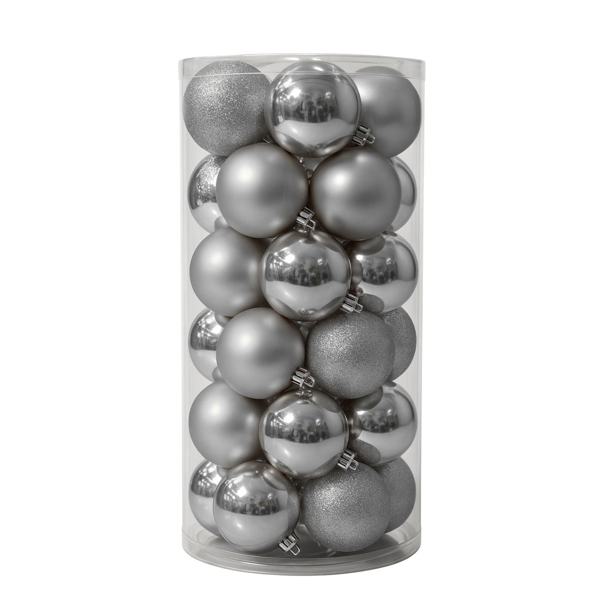 24 Esferas Navideñas Bambalinas 8 Cm Plateado Decoracion. Perfectas para dar un toque elegante a tu árbol. ¡Compra ahora y decora con estilo!-1