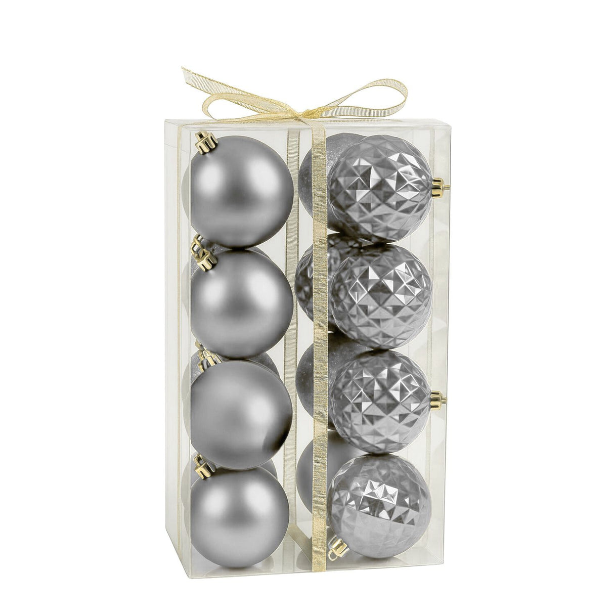 16 Esferas Navidad Bambalina 8 Cm Plateado Navideñas Decorar. Perfectas para embellecer tu hogar estas fiestas. ¡Compra ahora y transforma tu decoración!-1