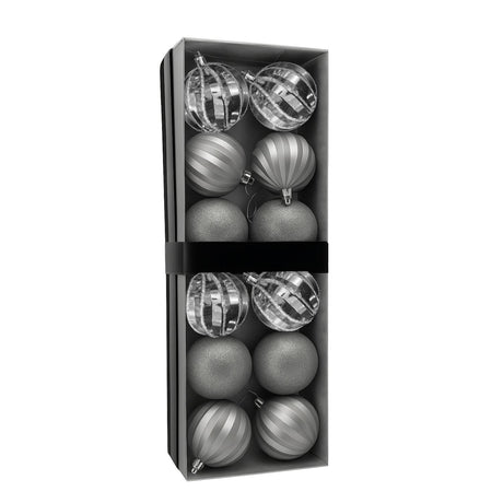 12 Bambalinas Esferas Navideñas Plateado Decoracion Navidad. Añade un toque elegante a tu árbol. ¡Compra ahora y transforma tu hogar estas fiestas!-1