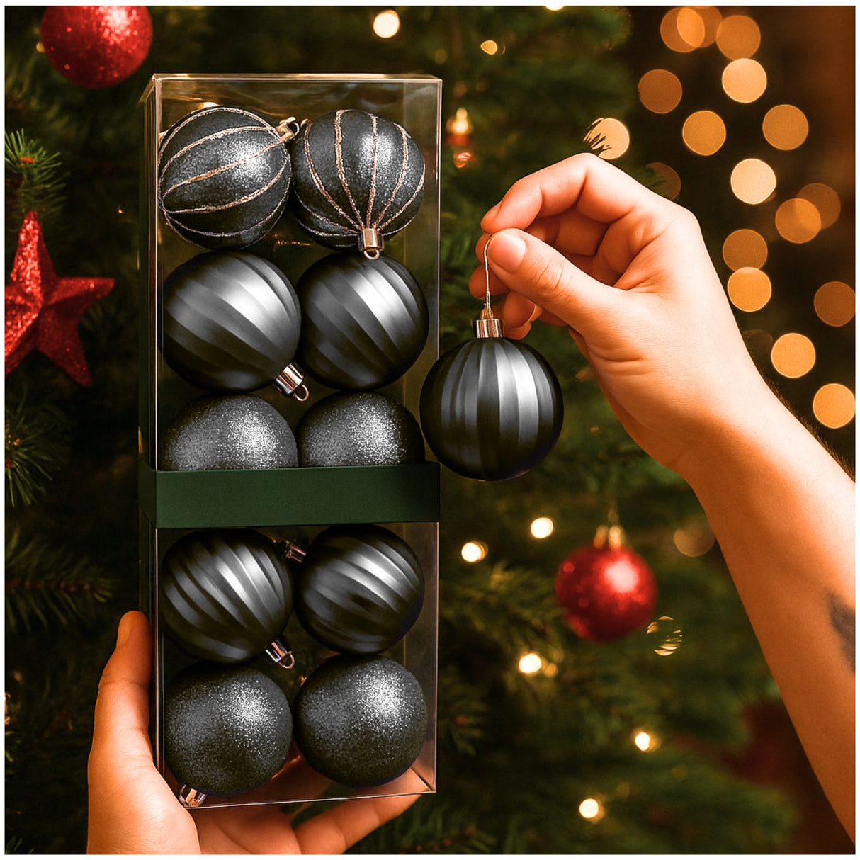 12 Bambalinas Esferas Navideñas Plateado Decoracion Navidad. Añade un toque elegante a tu árbol. ¡Compra ahora y transforma tu hogar estas fiestas!-3