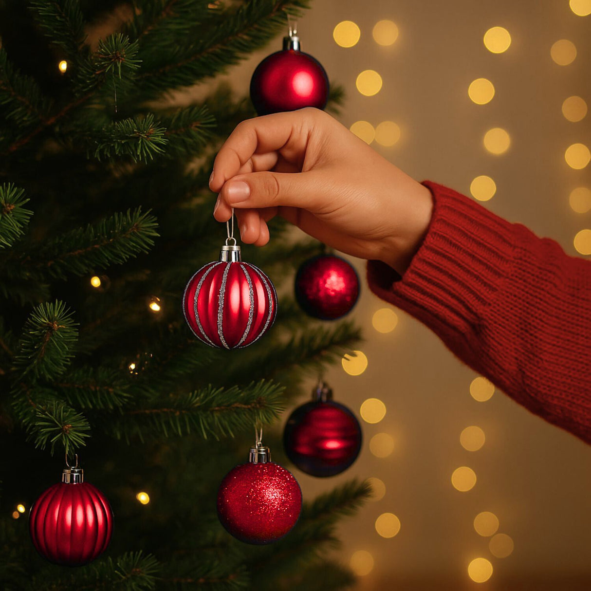 12 Bambalinas Esferas Navideñas Rojo 6cm Decoracion Navidad. Perfectas para dar un toque festivo a tu hogar. ¡Compra ahora y alegra tu Navidad!-2