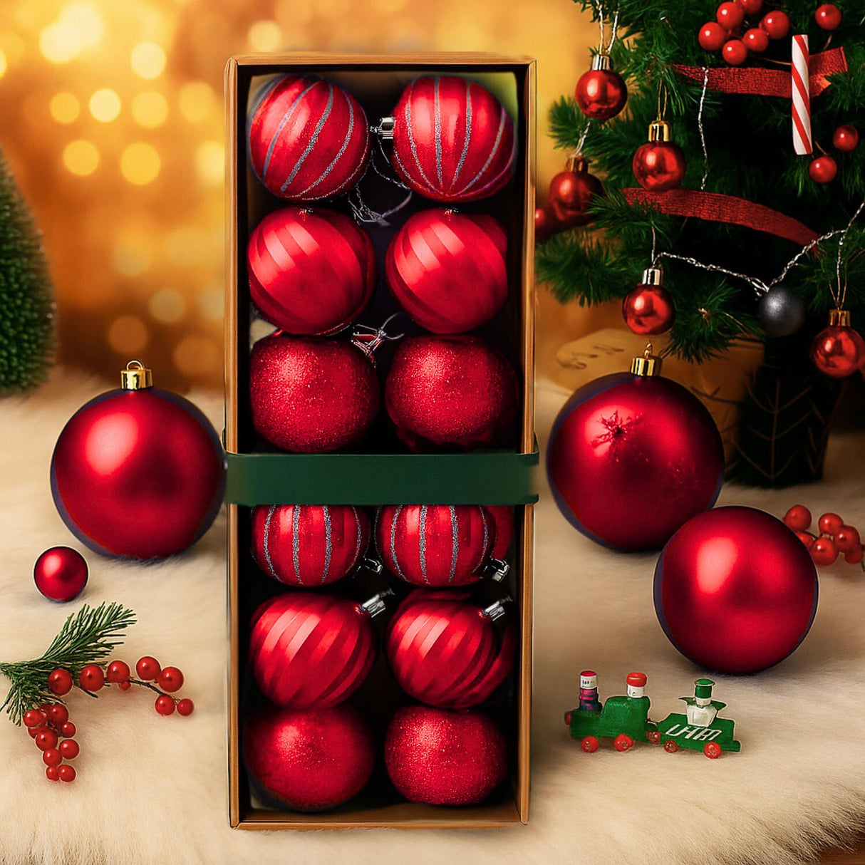 12 Bambalinas Esferas Navideñas Rojo 6cm Decoracion Navidad. Perfectas para dar un toque festivo a tu hogar. ¡Compra ahora y alegra tu Navidad!-3