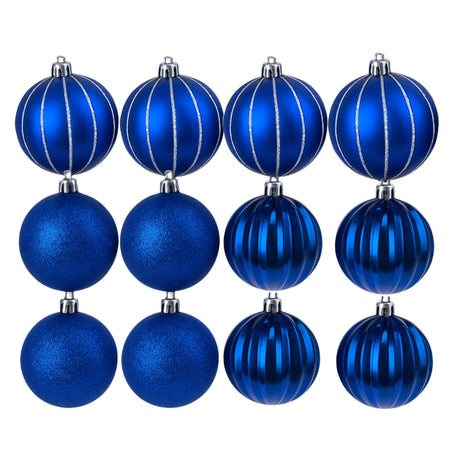 12 Bambalinas Esferas Navideñas Azul 6cm Decoracion Navidad. Dale un toque elegante a tu árbol. ¡Compra ahora y transforma tu Navidad!-1