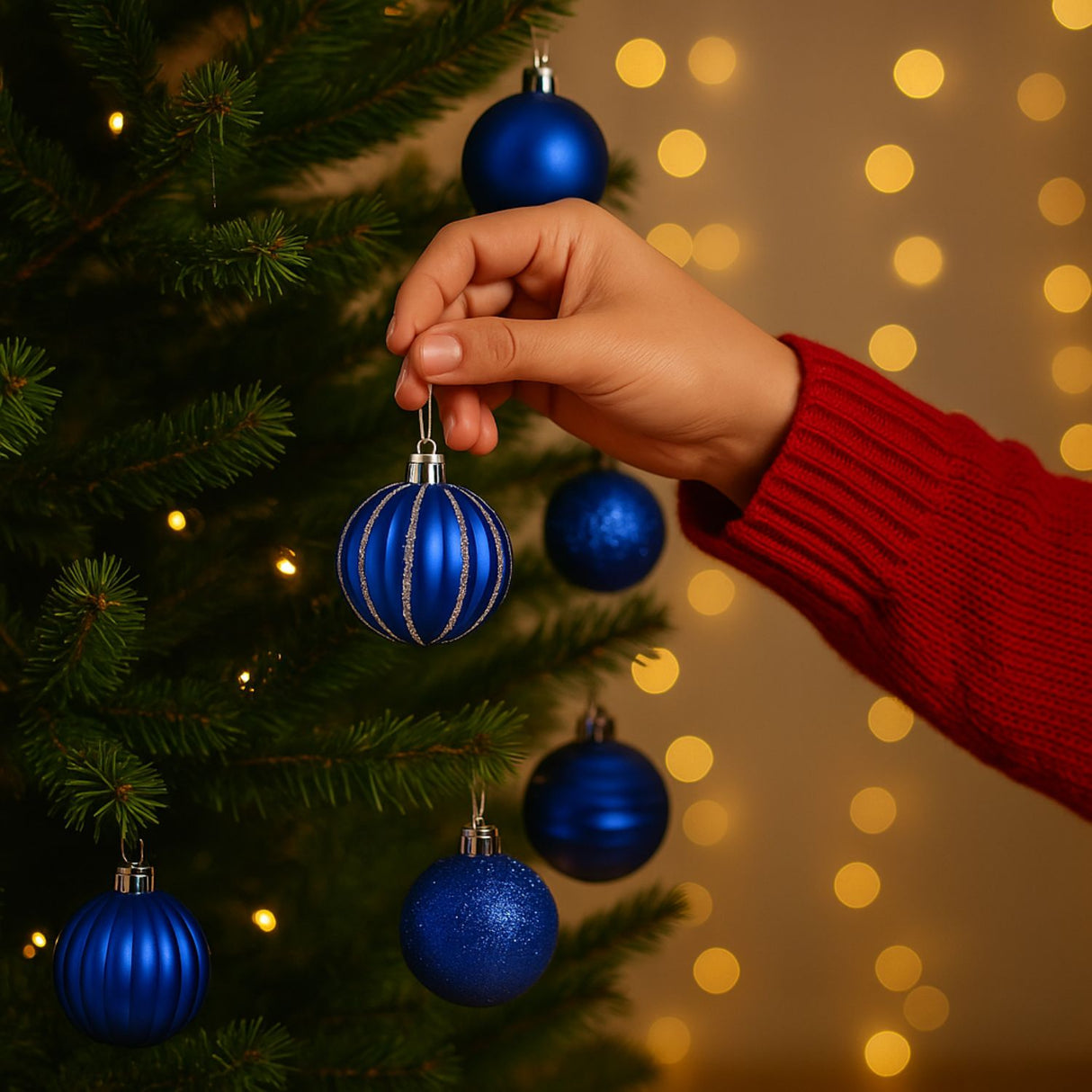 12 Bambalinas Esferas Navideñas Azul 6cm Decoracion Navidad. Dale un toque elegante a tu árbol. ¡Compra ahora y transforma tu Navidad!-2