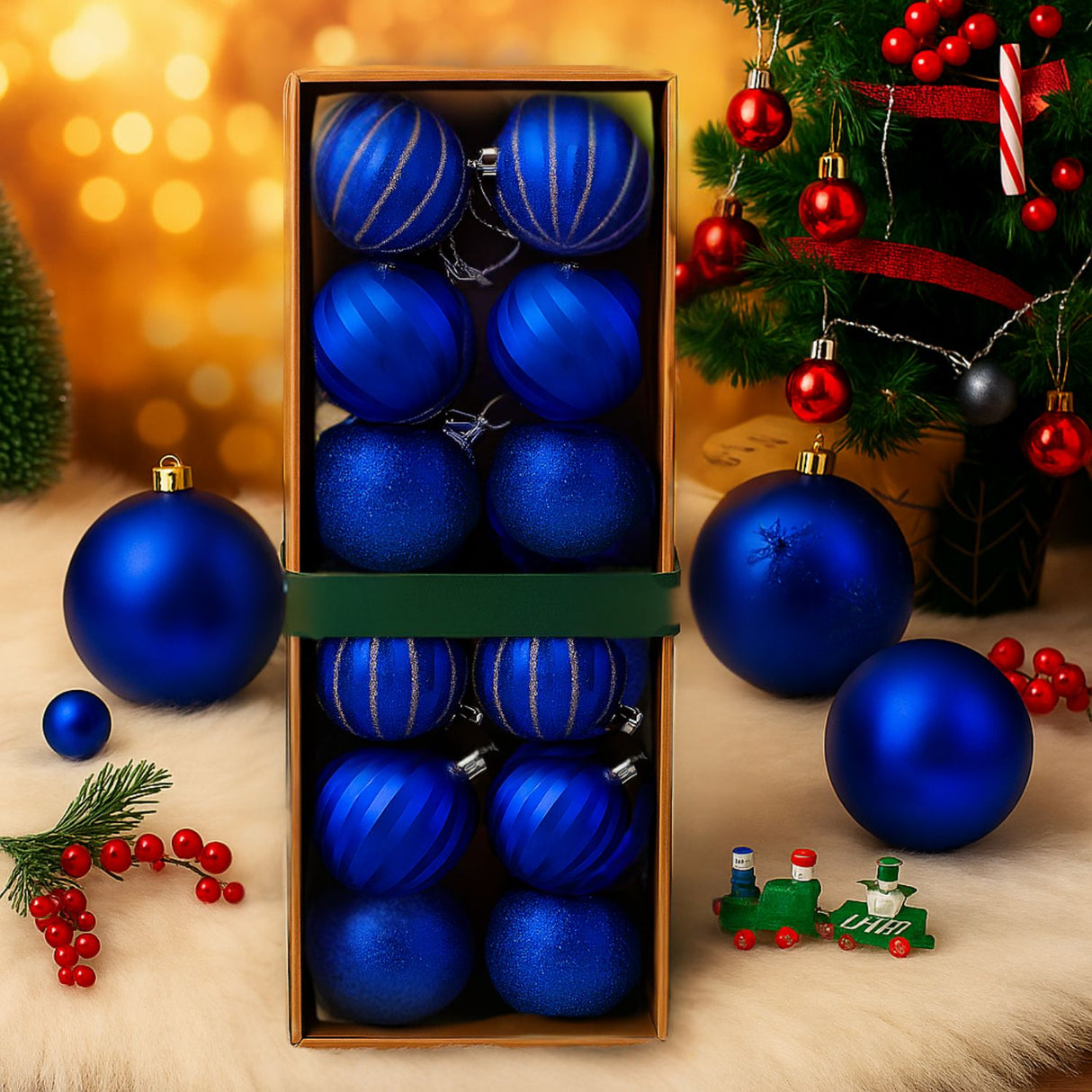 12 Bambalinas Esferas Navideñas Azul 6cm Decoracion Navidad. Dale un toque elegante a tu árbol. ¡Compra ahora y transforma tu Navidad!-3
