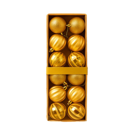 12 Bambalinas Esferas Navideñas Dorado 6cm Decoracion Navidad. Añade un toque elegante a tu árbol. ¡Compra ahora y transforma tu Navidad!-1