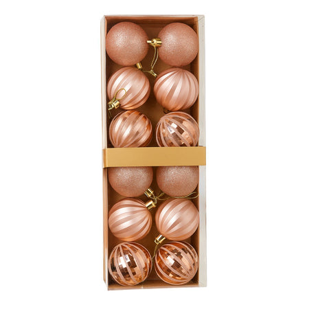 12 Bambalinas Esferas Navideñas Rosa 6cm Decoracion Navidad. Añade un toque elegante a tu árbol. ¡Compra ahora y transforma tu Navidad!-1