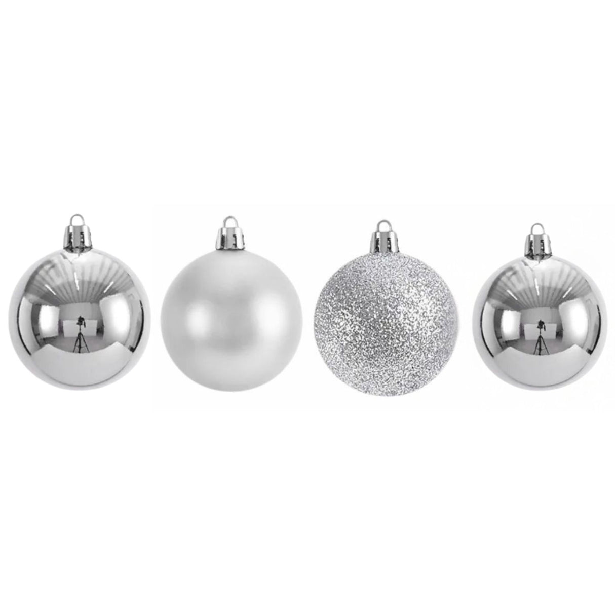 4 Bambalinas Esferas Navideña Plateado 12cm Decoracion Navidad. Añade un toque elegante a tu árbol. ¡Compra ahora y transforma tu hogar!-1