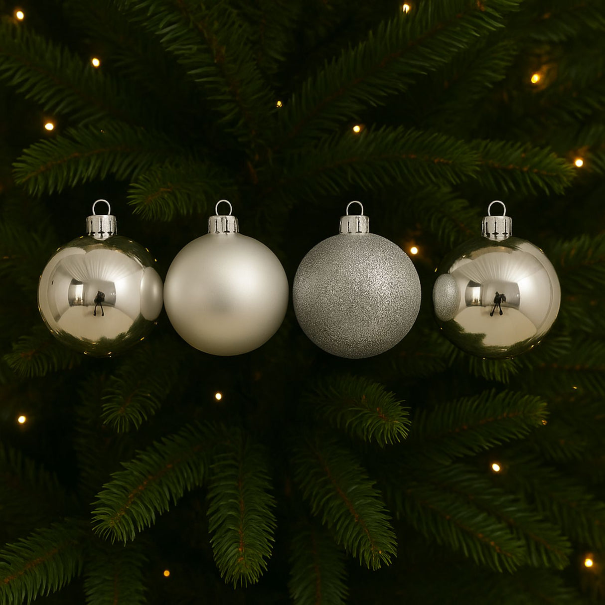 4 Bambalinas Esferas Navideña Plateado 12cm Decoracion Navidad. Añade un toque elegante a tu árbol. ¡Compra ahora y transforma tu hogar!-2