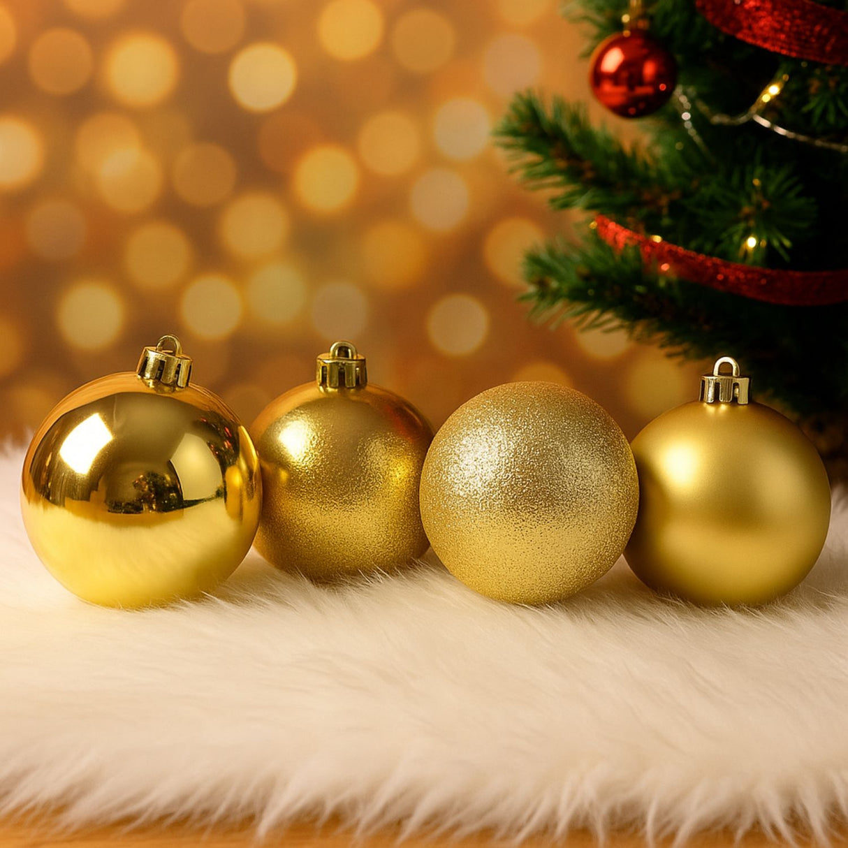 4 Bambalinas Esferas Navideñas Dorado 12cm Decoracion Navidad. Añade un toque elegante a tu árbol. ¡Compra ahora y transforma tu hogar esta Navidad!-2