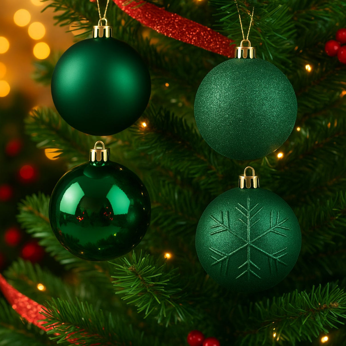 16 Esferas Bambalinas Adorno Navideño Verde 6cm Decoracion. Perfectas para embellecer tu árbol y crear un ambiente festivo. ¡Compra ahora y decora!-3