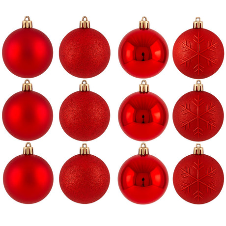 16 Esferas Bambalinas Adorno Navideño Rojo 6cm Decoracion. Perfectas para embellecer tu hogar estas fiestas. ¡Compra ahora y transforma tu Navidad!-1