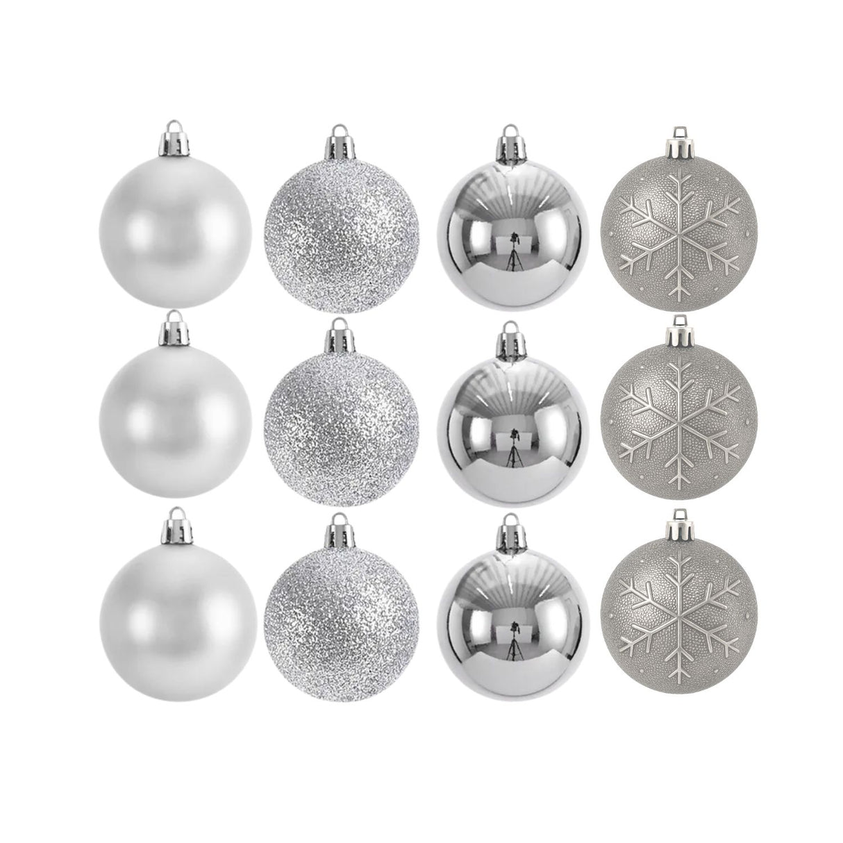 16 Esferas Bambalina Adorno Navideño Plateado 6cm Decoracion. Perfectas para dar un toque elegante a tu árbol. ¡Compra ahora y decora con estilo!-1