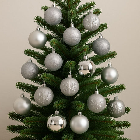 16 Esferas Bambalina Adorno Navideño Plateado 6cm Decoracion. Perfectas para dar un toque elegante a tu árbol. ¡Compra ahora y decora con estilo!-2