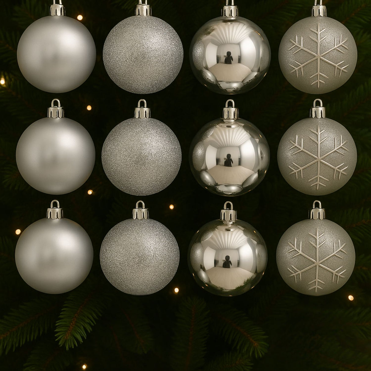 16 Esferas Bambalina Adorno Navideño Plateado 6cm Decoracion. Perfectas para dar un toque elegante a tu árbol. ¡Compra ahora y decora con estilo!-3