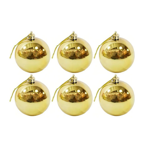 6 Esferas Navideñas Bambalinas Adorno 6cm Dorado Decoracion. Perfectas para dar un toque elegante a tu árbol. ¡Compra ahora y decora tu Navidad!-1