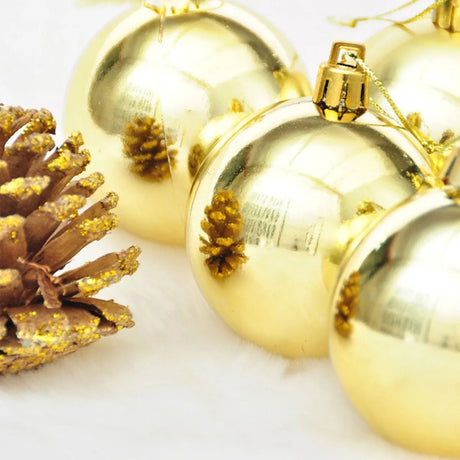 6 Esferas Navideñas Bambalinas Adorno 6cm Dorado Decoracion. Perfectas para dar un toque elegante a tu árbol. ¡Compra ahora y decora tu Navidad!-2