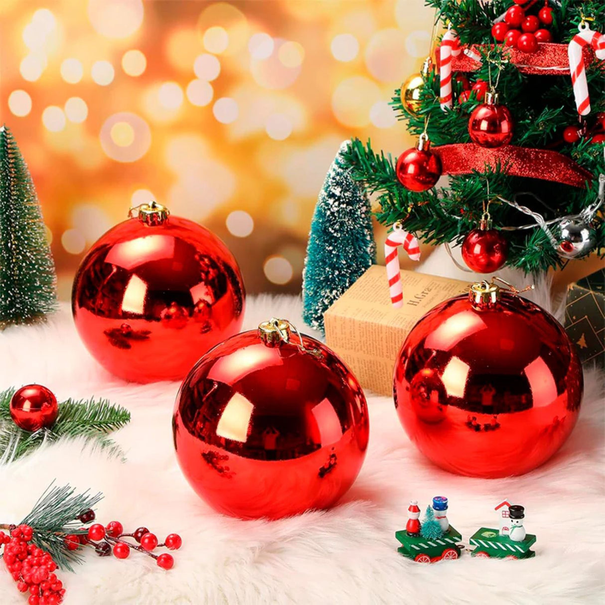 6 Esferas Navideñas Bambalinas Adorno 6cm Rojo Decoracion. Perfectas para dar un toque festivo a tu hogar. ¡Compra ahora y alegra tu Navidad!-2