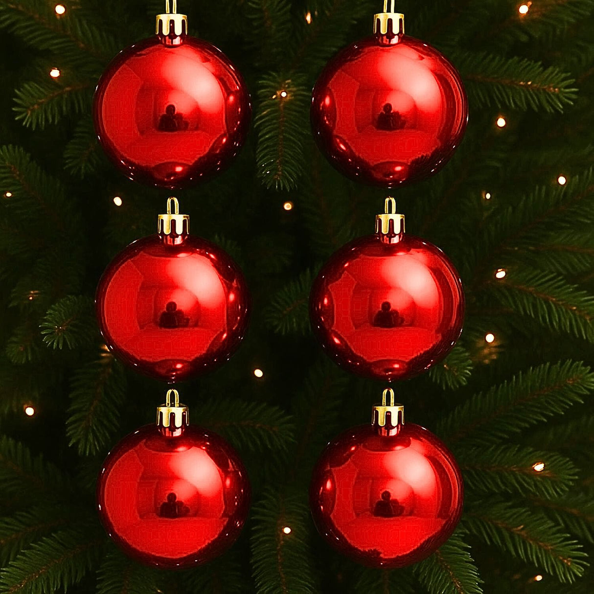 6 Esferas Navideñas Bambalinas Adorno 6cm Rojo Decoracion. Perfectas para dar un toque festivo a tu hogar. ¡Compra ahora y alegra tu Navidad!-3