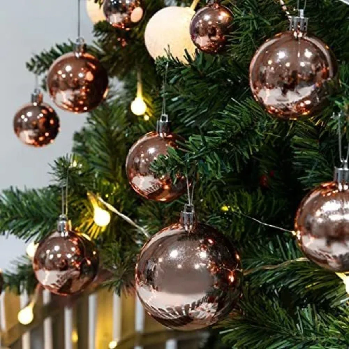 6 Esferas Navideñas Bambalinas Adorno 6cm Rosa Decoracion. Dale un toque elegante a tu árbol. ¡Compra ahora y transforma tu Navidad!-2