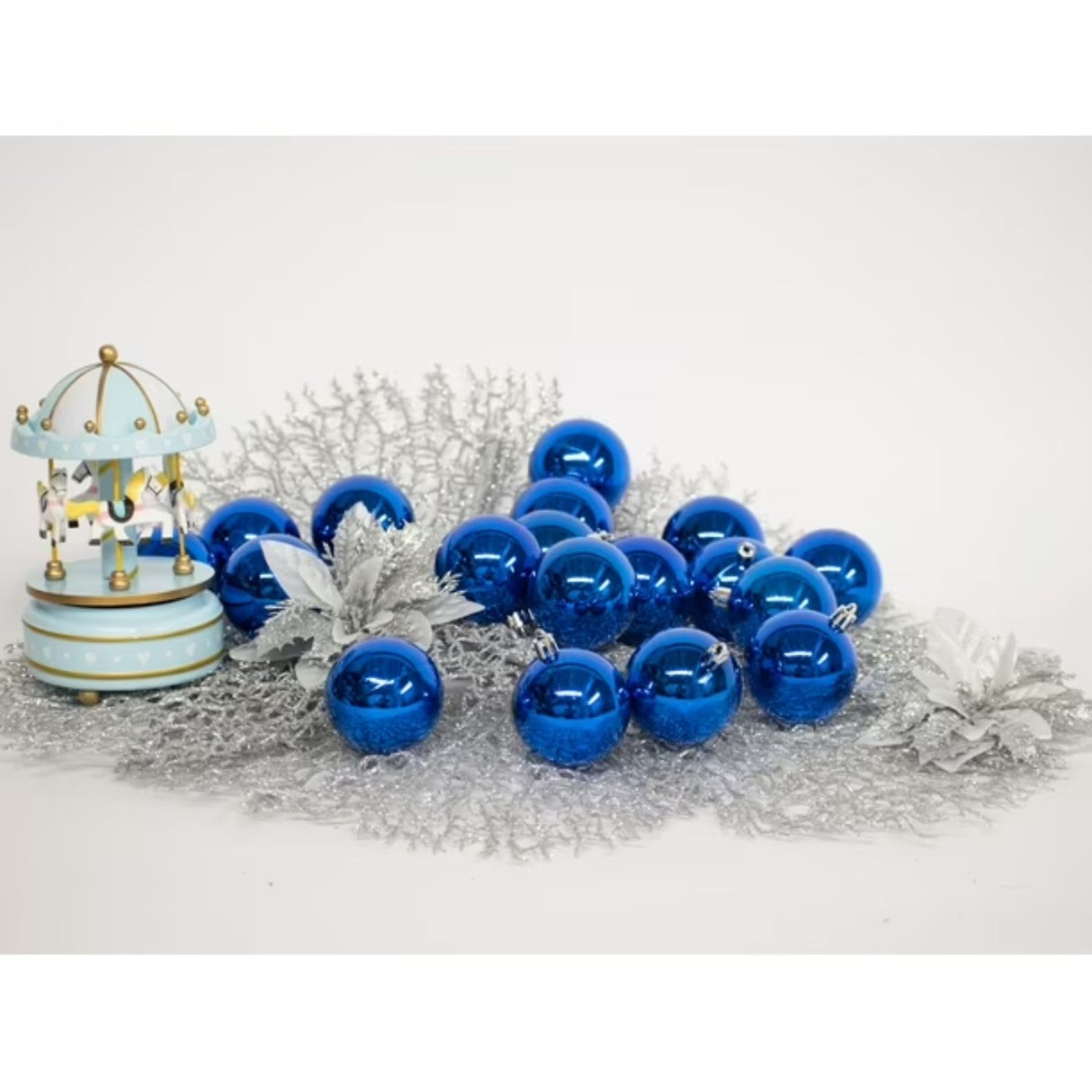 6 Esferas Navideñas Bambalinas Adorno 8cm Azul Decoracion. Perfectas para dar un toque elegante a tu árbol. ¡Compra ahora y decora con estilo!-2