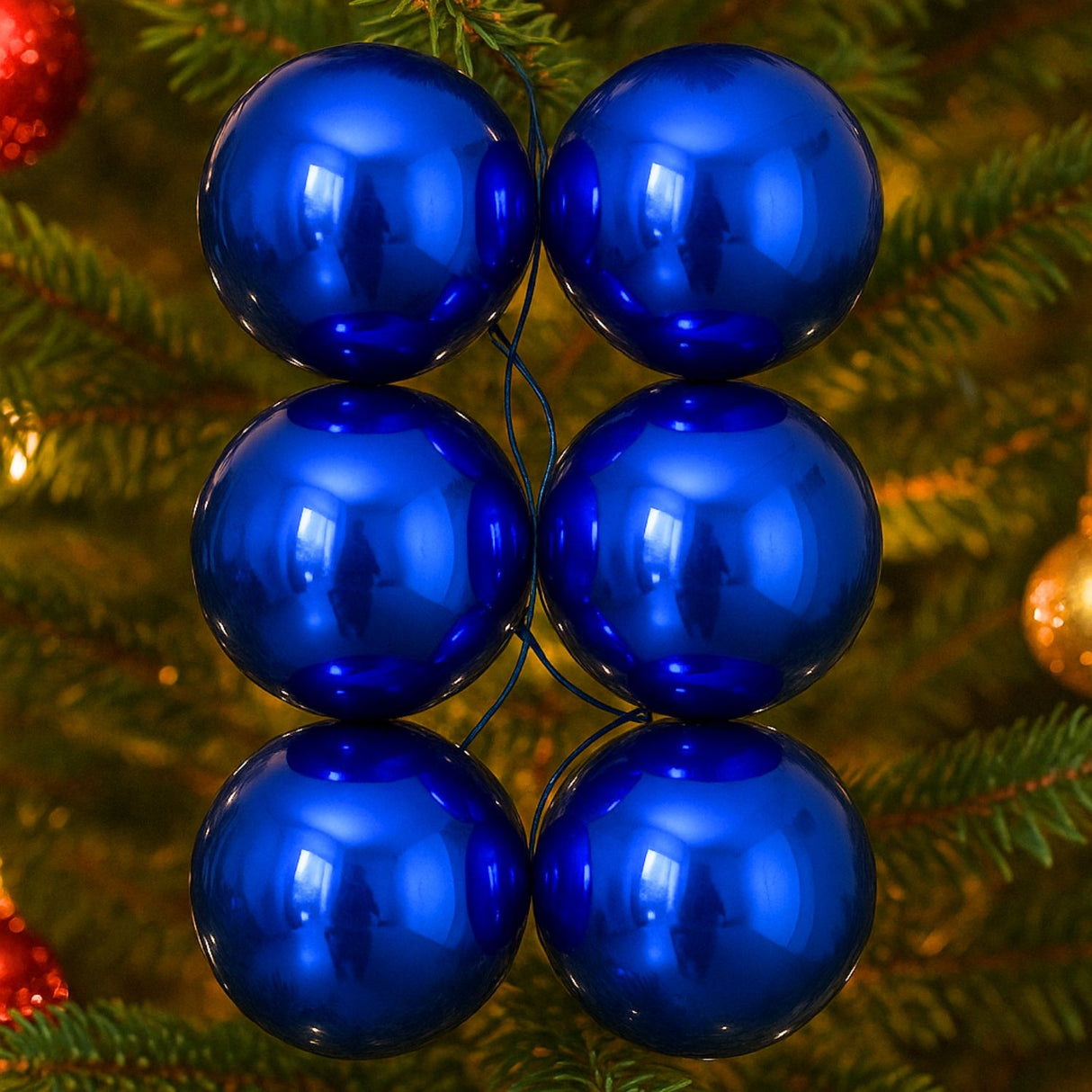 6 Esferas Navideñas Bambalinas Adorno 8cm Azul Decoracion. Perfectas para dar un toque elegante a tu árbol. ¡Compra ahora y decora con estilo!-3