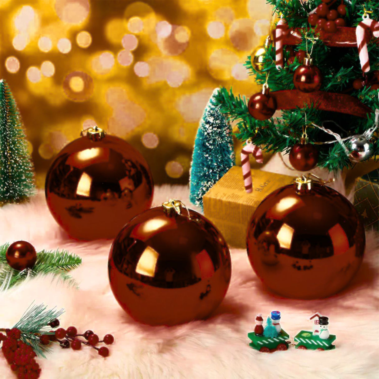 6 Esferas Navideñas Bambalinas Adorno 8cm Vino Decoracion. Dale un toque festivo a tu hogar. ¡Compra ahora y transforma tu Navidad!-3