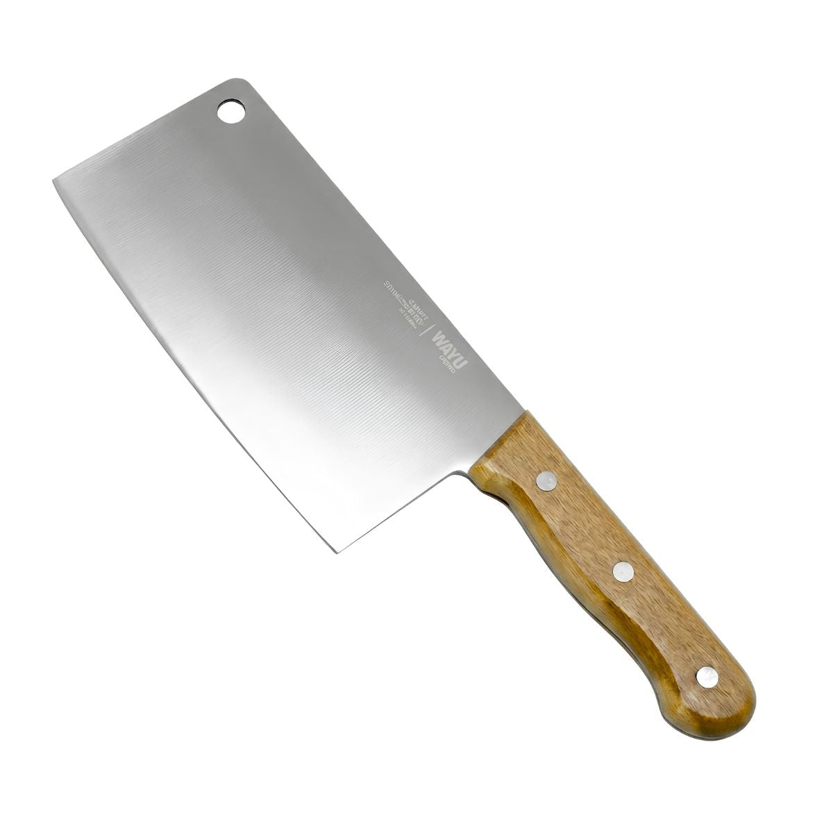 Cuchillo Hacha de Acero Inoxidable 30cm Wayu fondo blanco | Disparo.cl