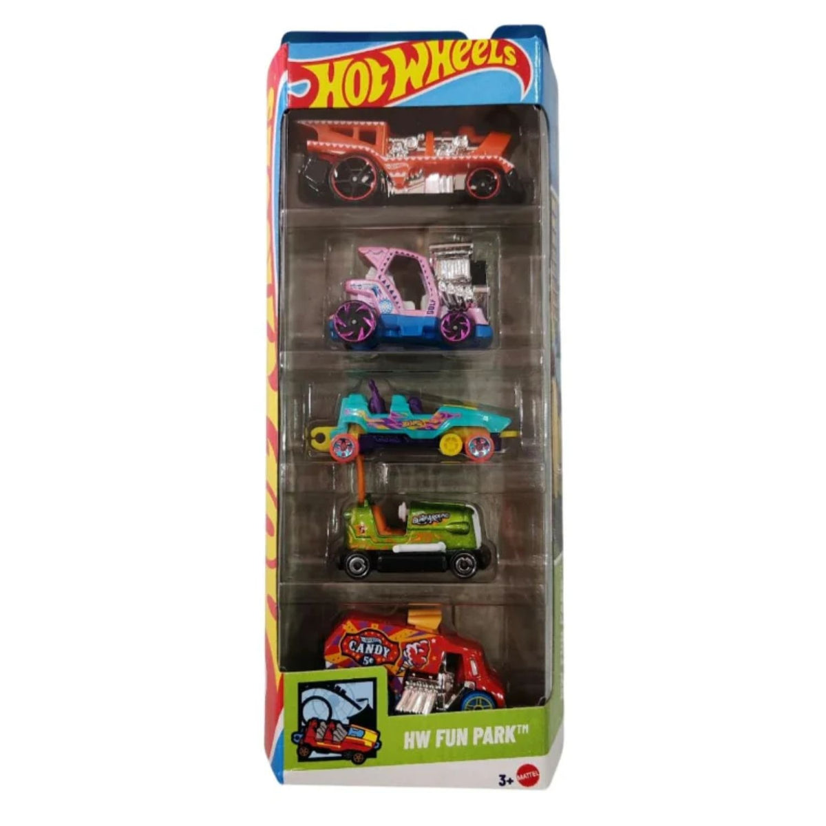 Set 5 Autos Basicos Hot Wheels Funk Park Vehiculo Mattel