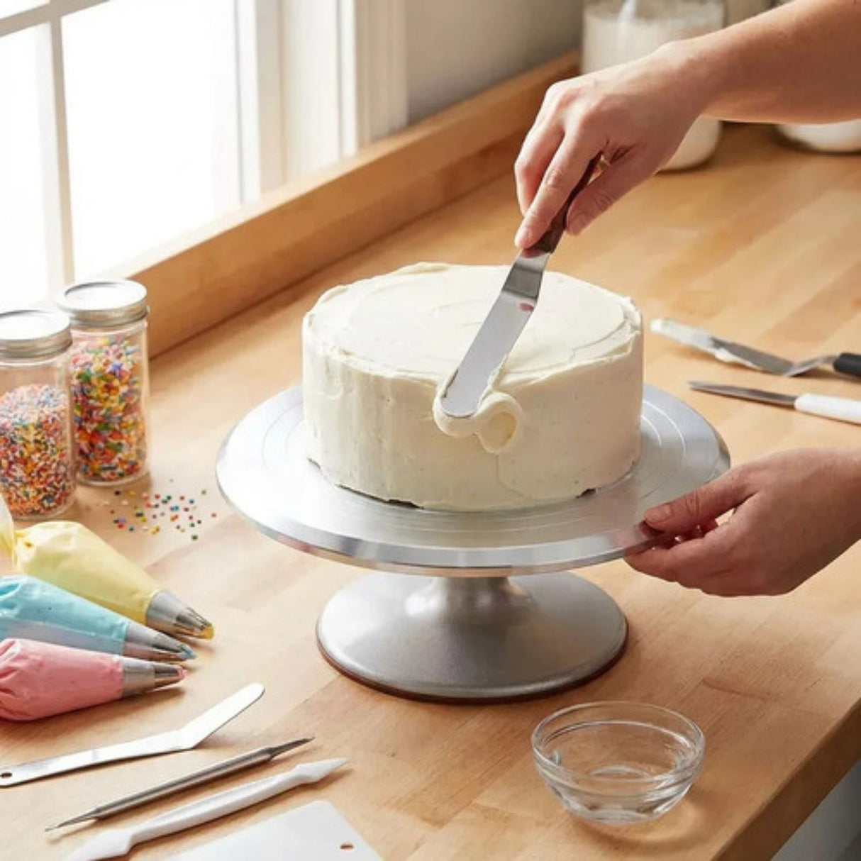 Base Giratoria de Acero 24cm para Repostería y Pasteles