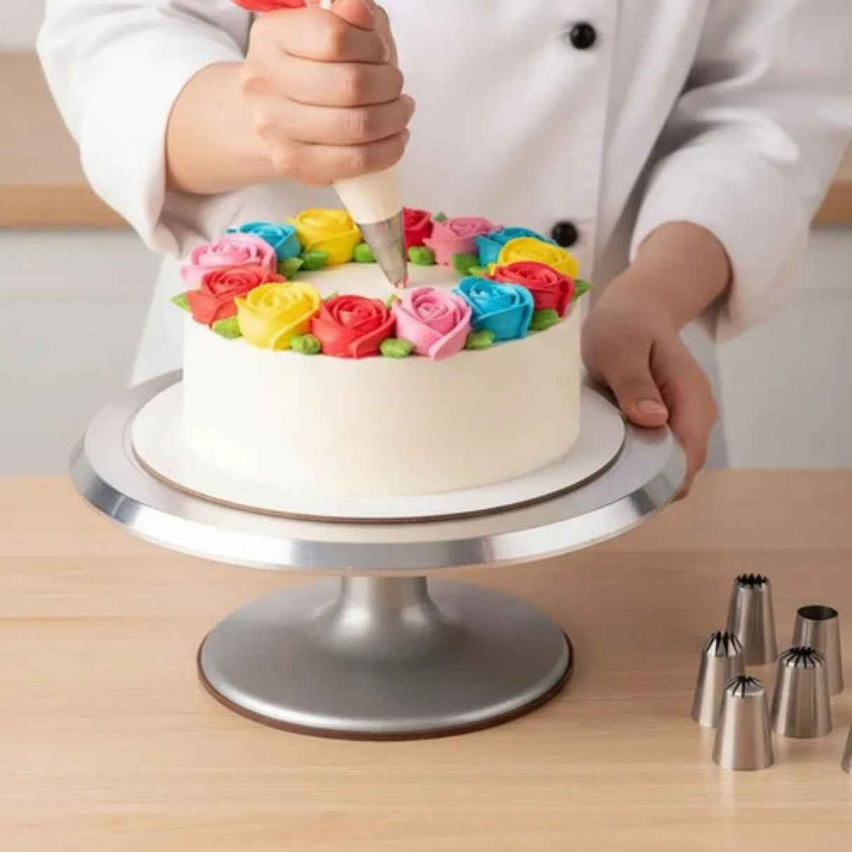 Base Giratoria de Acero 24cm para Repostería y Pasteles