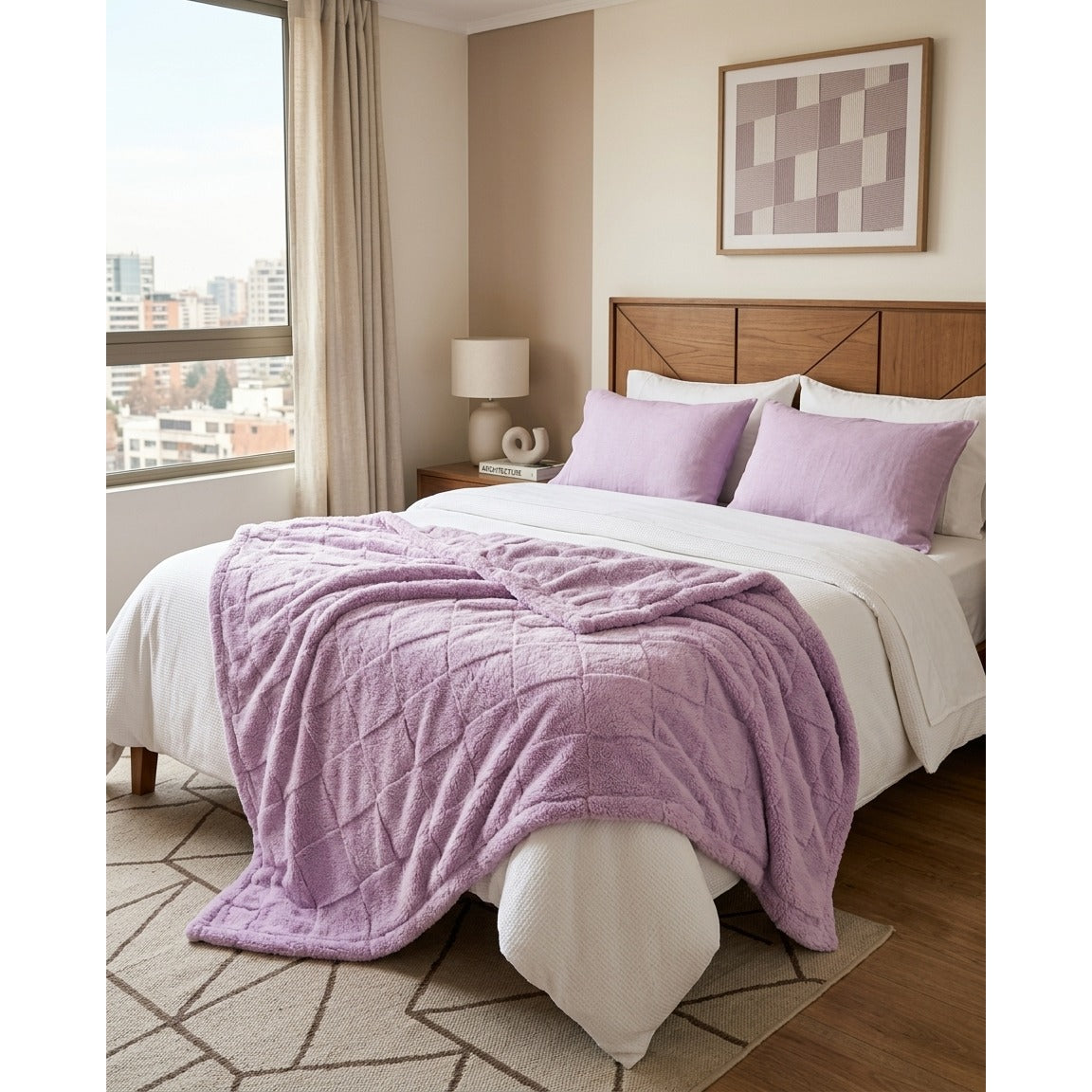 Manta Sherpa Jacquard Martiné Lila 127x152cm