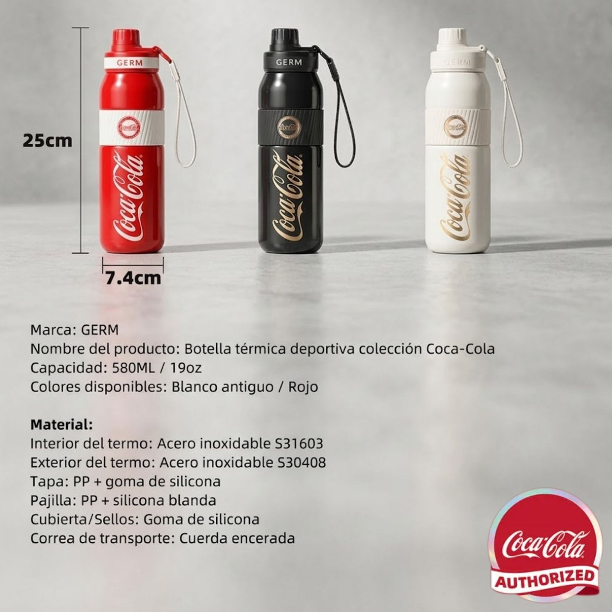 Termo Deportivo Coca-Cola Germ 580ml Acero