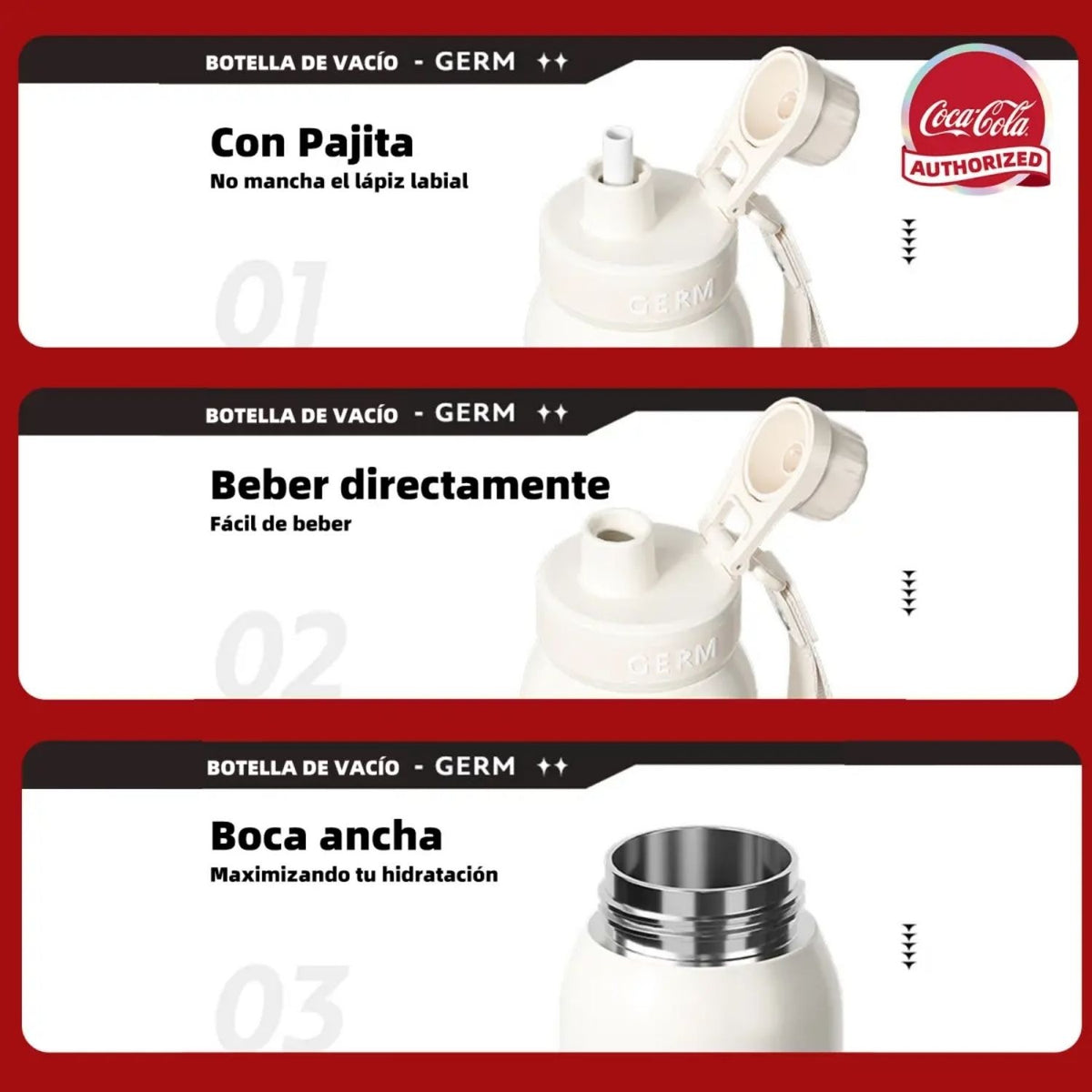 Termo Deportivo Coca-Cola Germ 580ml Acero