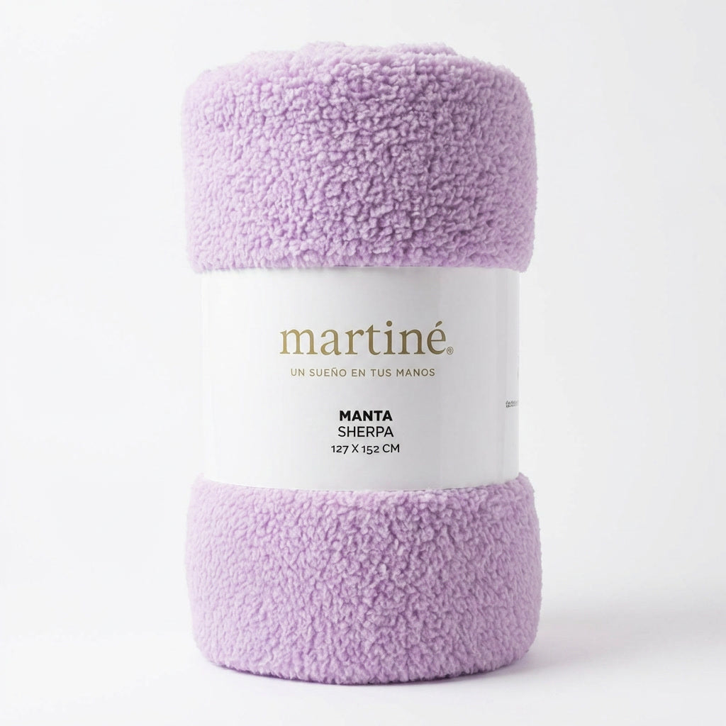 Manta Polar Frazada Sherpa Martiné Lila Suave 127x152cm | Disparo.cl