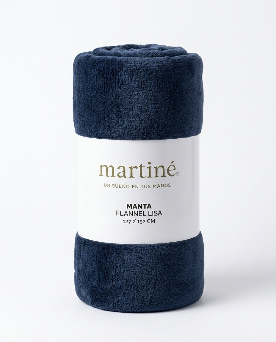 Manta Flannel Lisa Azul Oscuro Martiné 127cm x 152 cm | Disparo.cl