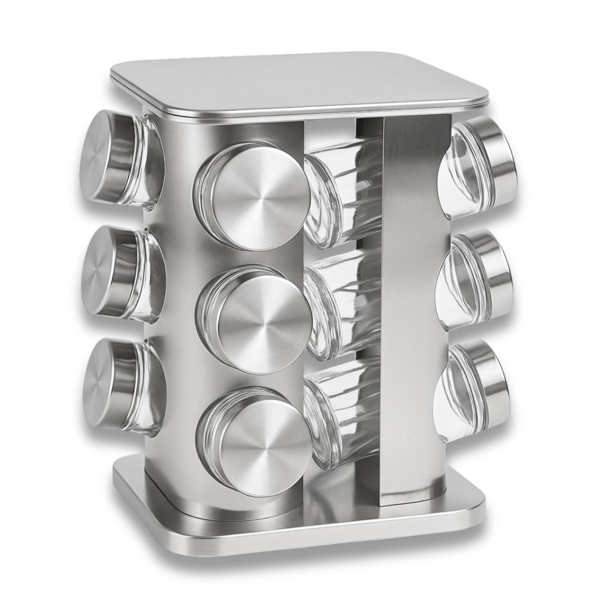 Rack Giratorio 12 Condimenteros Metalico Cuadrado con Frascos