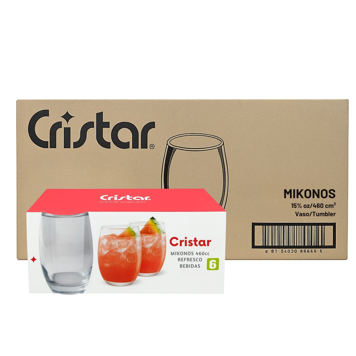 Set de 48 Vasos Mikonos Cristar 460ml