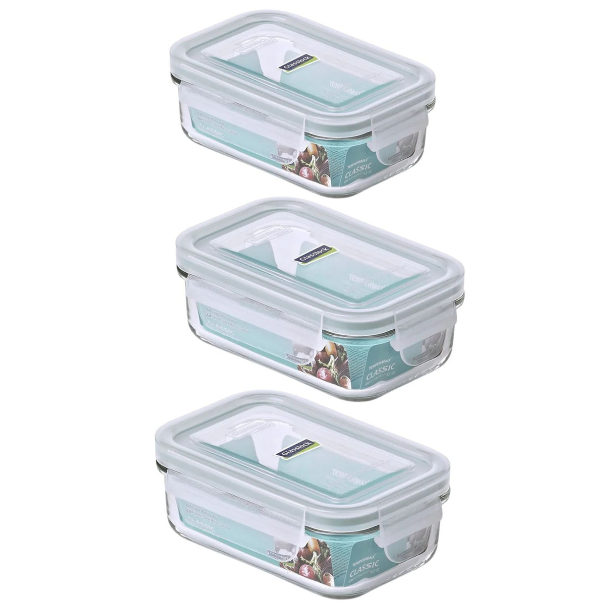 Pack 3 Contenedores Vidrio Hermetico Rect 715mL Glasslock