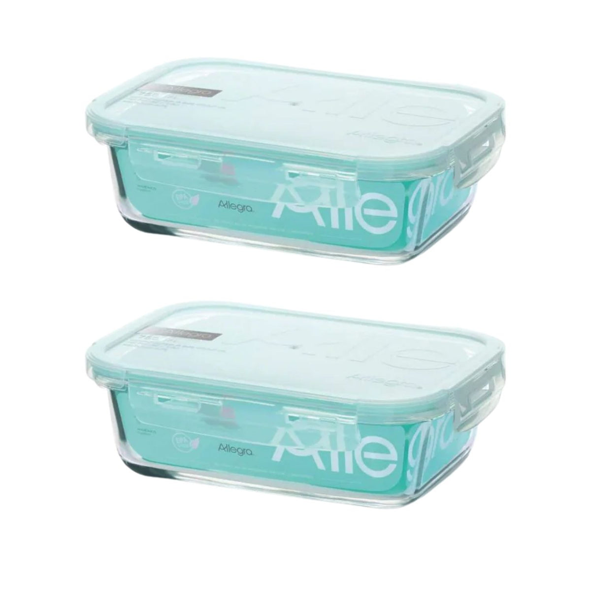 Pack 2 Contenedores Hermetico Vidrio Rectangular 420mL Allegra