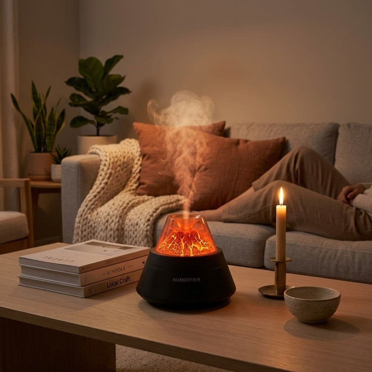 Humidificador Volcan Silencioso 250mL Aromatico Hogar Negro