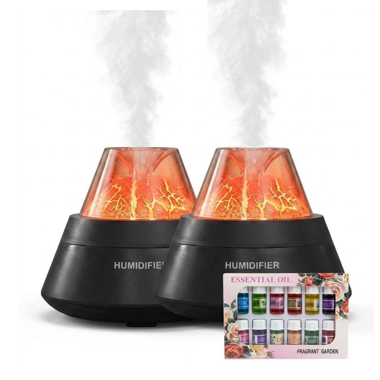 Set 2 Humidificadores Volcan 12 Escencias Aromaticas Negro Negro