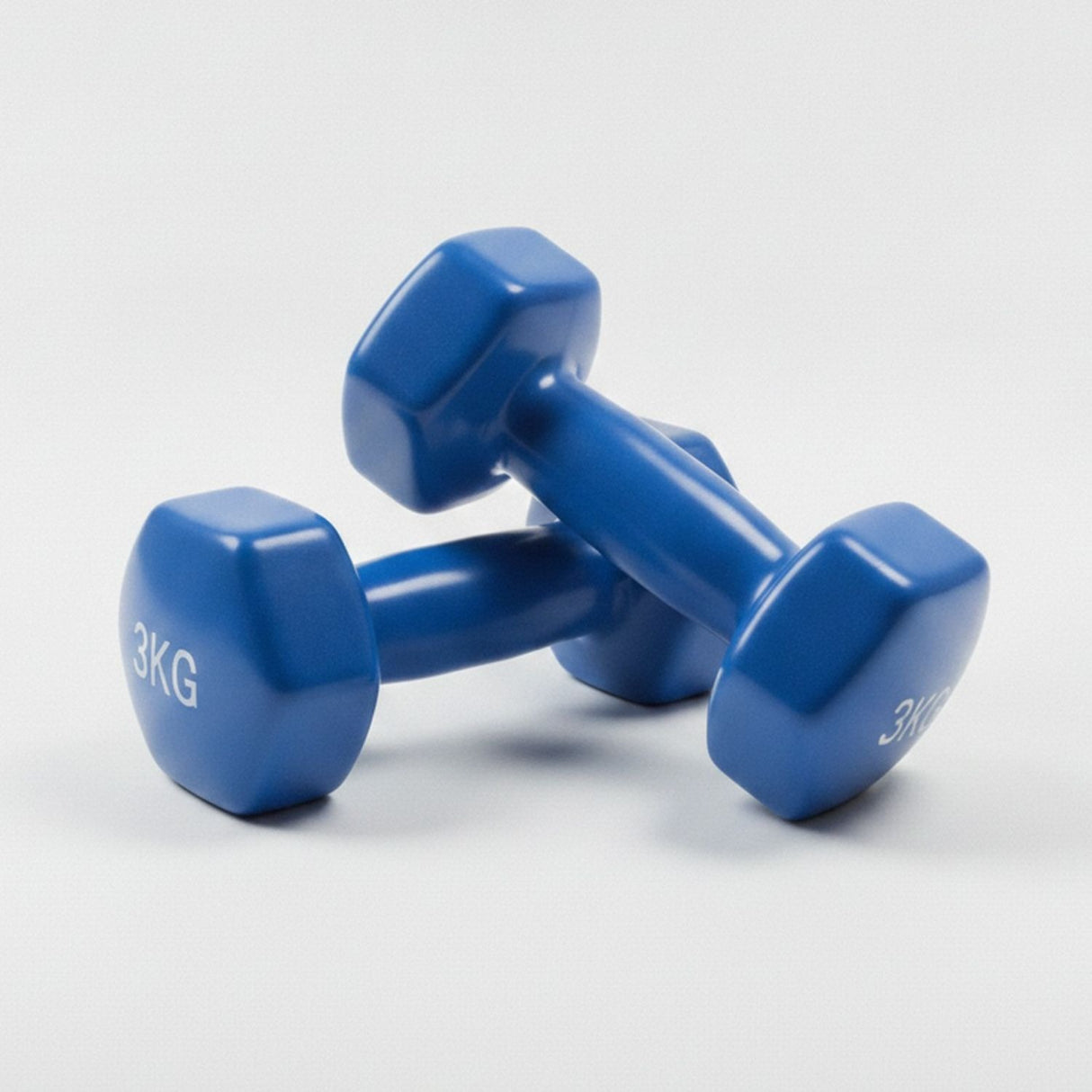 Set 2 Mancuernas Pesas Plástico 3kg Azul Ejercicio Casa