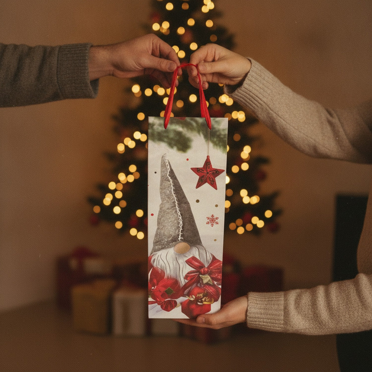 Set 10 Bolsas Regalo Navidad 36cm Vinos Espumantes